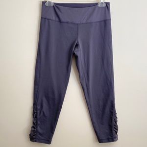 Zella Gray Cropped Ruched Mesh Yoga Leggings